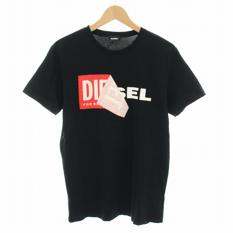 ディーゼル DIESEL Tシャツ カットソー クルーネック 半袖 ロゴプリント M 黒 ブラック HK000066 /YT メンズ拍卖