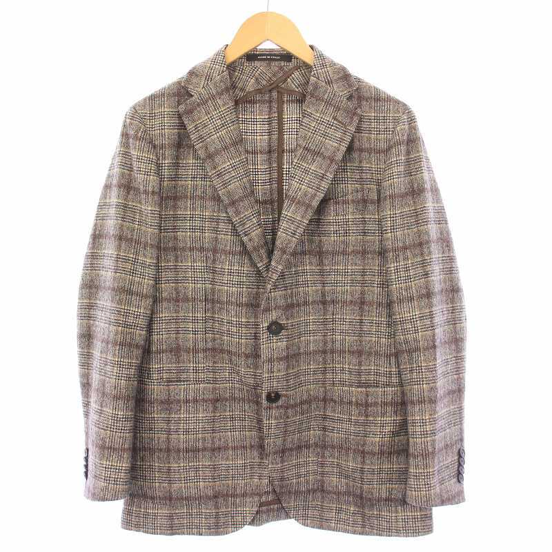 タリアトーレ TAGLIATORE MONTECARLO モンテカルロ テーラードジャケット ブレザー アウター シングル ウール チェック柄 46 茶拍卖