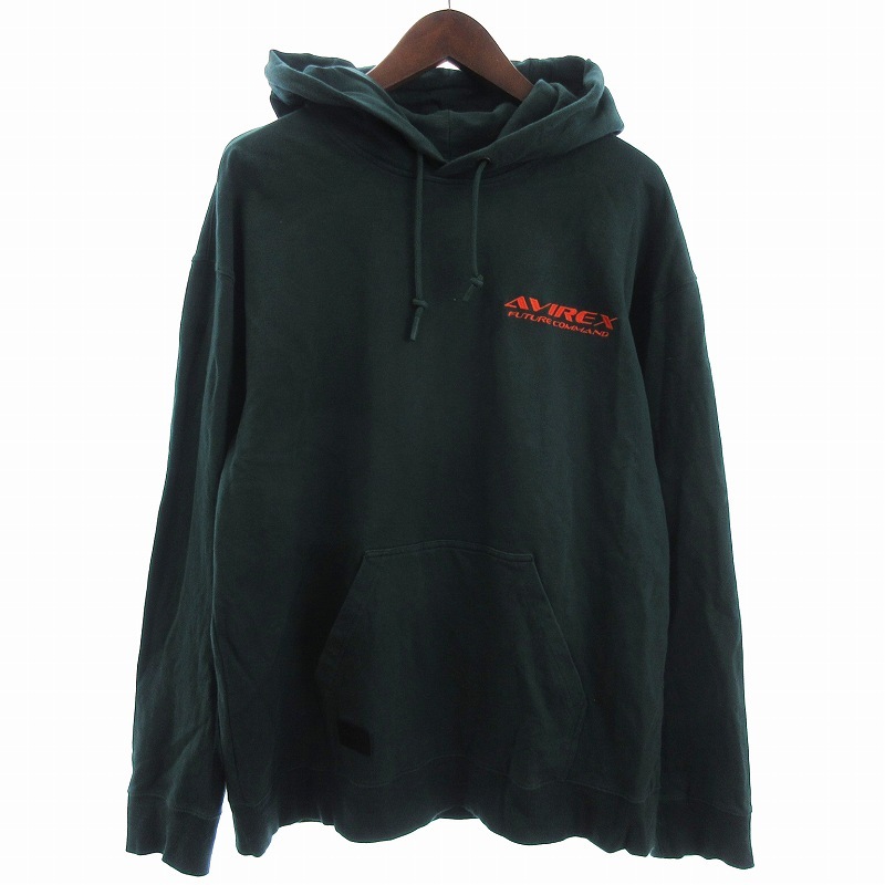 アヴィレックス AVIREX トレーニング プルオーバー フーディ パーカー ロゴ 6113303 緑 グリーン系 XL ■FF メンズ拍卖