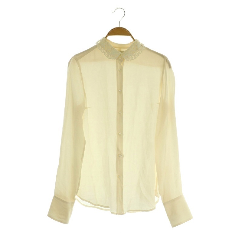 ポール&ジョー PAUL&JOE シルクシャツ ブラウス 長袖 レース 1 アイボリー /MY ■OS レディース拍卖