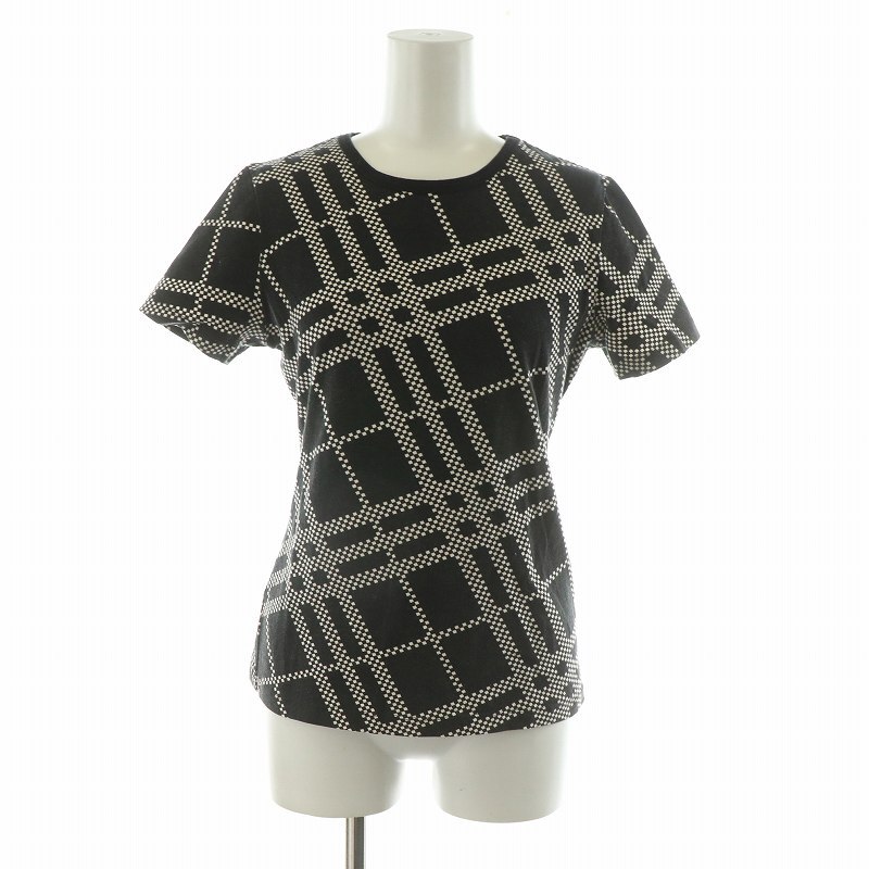 バーバリー ロンドン BURBERRY LONDON Tシャツ 半袖 総柄 プルオーバー 1 ブラック ホワイト FAA16-097-09 /NQ ■GY14 レディース拍卖