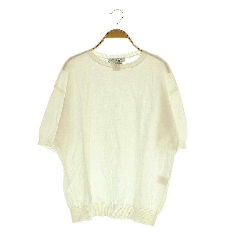 スポーツマックス マックスマーラ SPORT MAX ニット カットソー 五分袖 イタリア製 S ホワイト /MY ■OS レディース拍卖