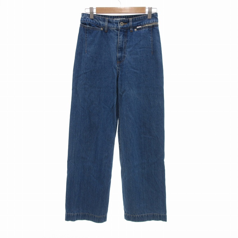 スローブ イエナ SLOBE IENA LE DENIM ワイドデニムパンツ ジーンズ ジッパーフライ 36 インディゴブルー /JS レディース拍卖