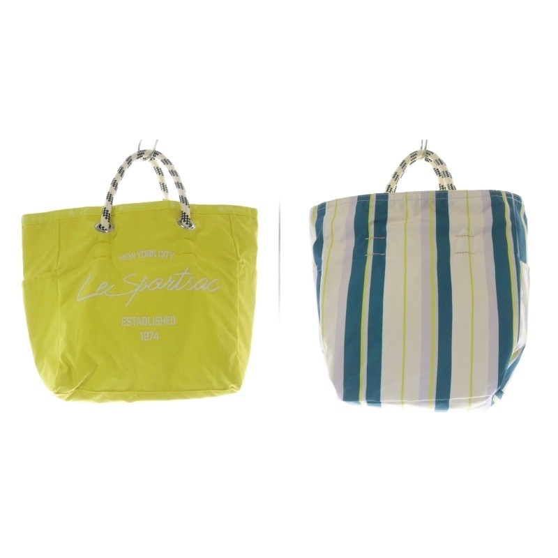 レスポートサック LesportSAC MEDIUM 2 WAY TOTE バッグ トートバッグ ハンドバッグ リバーシブル 黄色 イエロー 緑 グリーン 白 ホワイト拍卖