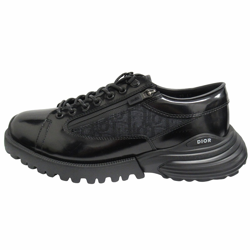 未使用品 24ss ディオール DIOR オブリーク ジャガード コンバット ダービー シューズ カーフスキン レザー 41 (26cm) 黒 メンズ ▽2拍卖