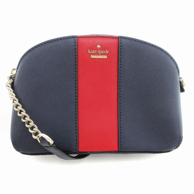 ケイトスペード KATE SPADE Cameron Street Racing Stripe Hilli キャメロンストリート クロスボディ バッグ レザー 紺 ネイビー /UO拍卖