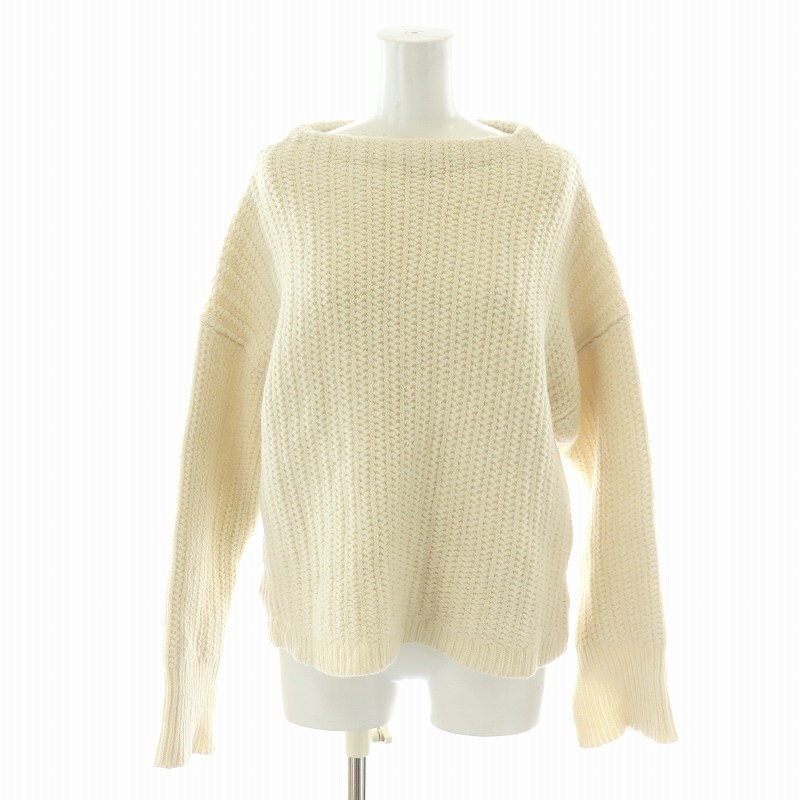 ロペ ROPE ニット セーター 長袖 ローゲージ ドロップショルダー ボートネック ウール 38 M アイボリー 白 ホワイト /MP ■GY19拍卖