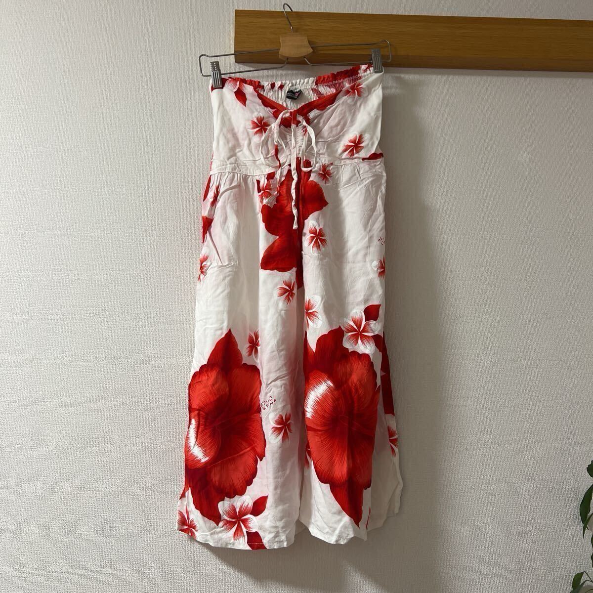 【中古】ALOHA HAWAII 2WAYワンピース ロングスカート レッド拍卖