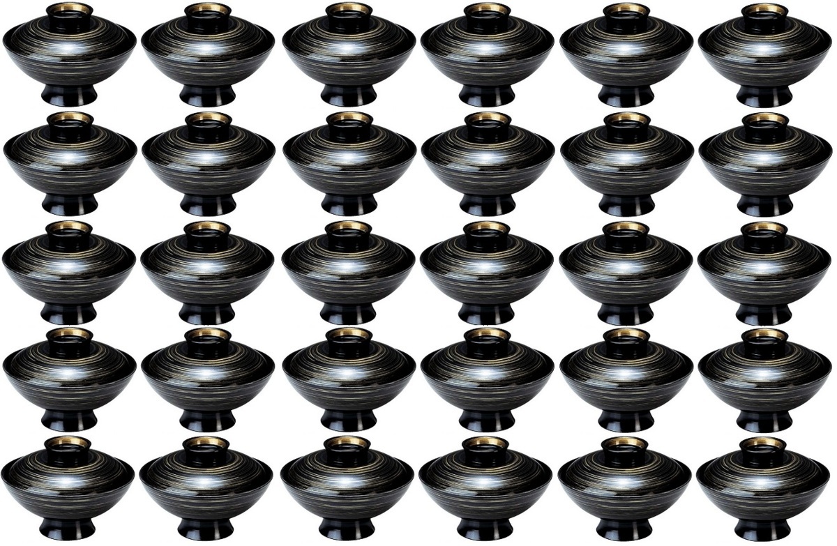 ☆業務用漆器耐熱小槌吸物椀かすり刷毛目4寸内黒(約径129XH84mm)30個食器洗浄機対応越前塗日本製新品拍卖