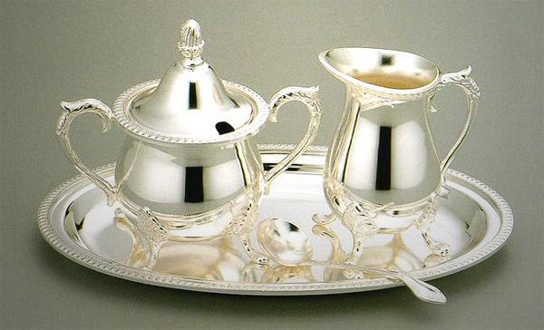 ★早川シルバー菊縁ローズシュガークリーマーセット(クリーマートレー・シュガーポット・ミルクポット各1個)日本工業規格3種銀鍍金日本製拍卖