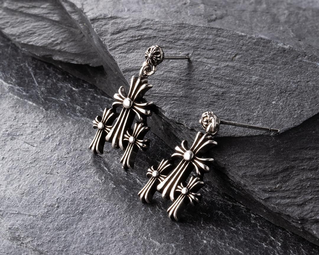 シルバー925製 ピアス トリプル クロス 刻印あり2個セット 72 即発送拍卖