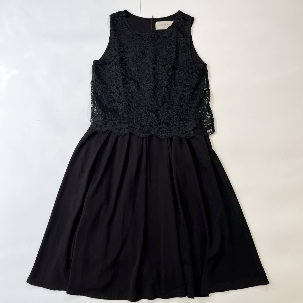 MELROSE メルローズ CLAIRE クレール ノースリーブ ワンピース F フリー ブラック レース 膝下丈 大人のワンピース 上品 素敵 ☆131y拍卖