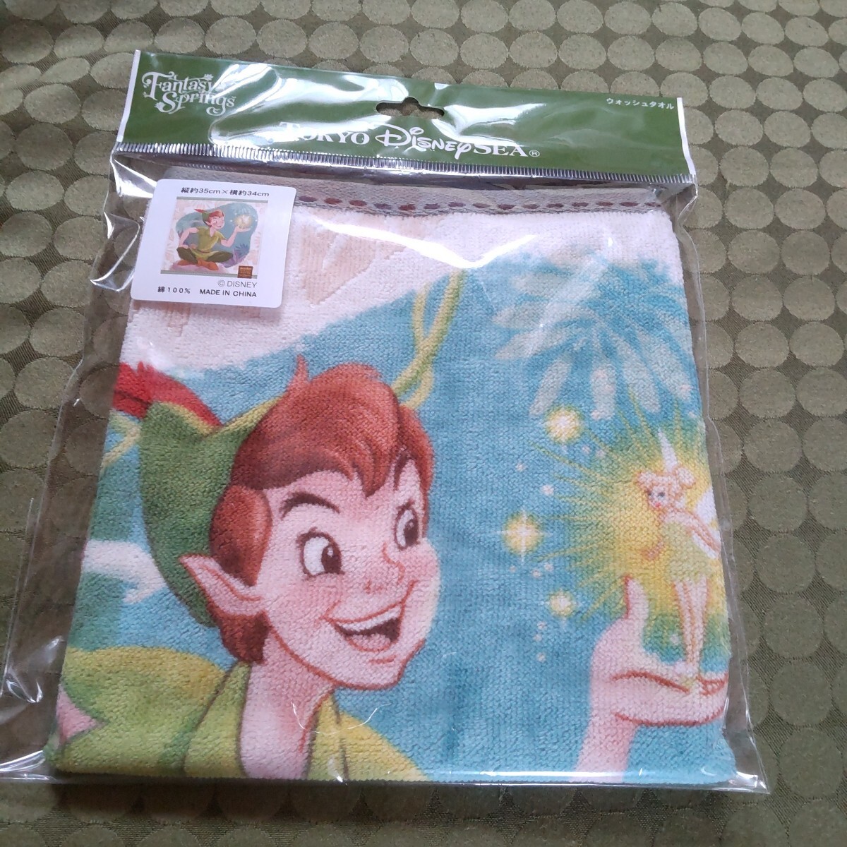 公式 東京ディズニーシー ファンタジースプリング ピーターパン タオル 定価950円 Disney 公式ショッピング袋付き拍卖