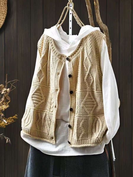 mn 2502 ベスト セーター ニット ゆったり オシャレフリーサイズ ナチュラル 綿100% カラー10拍卖