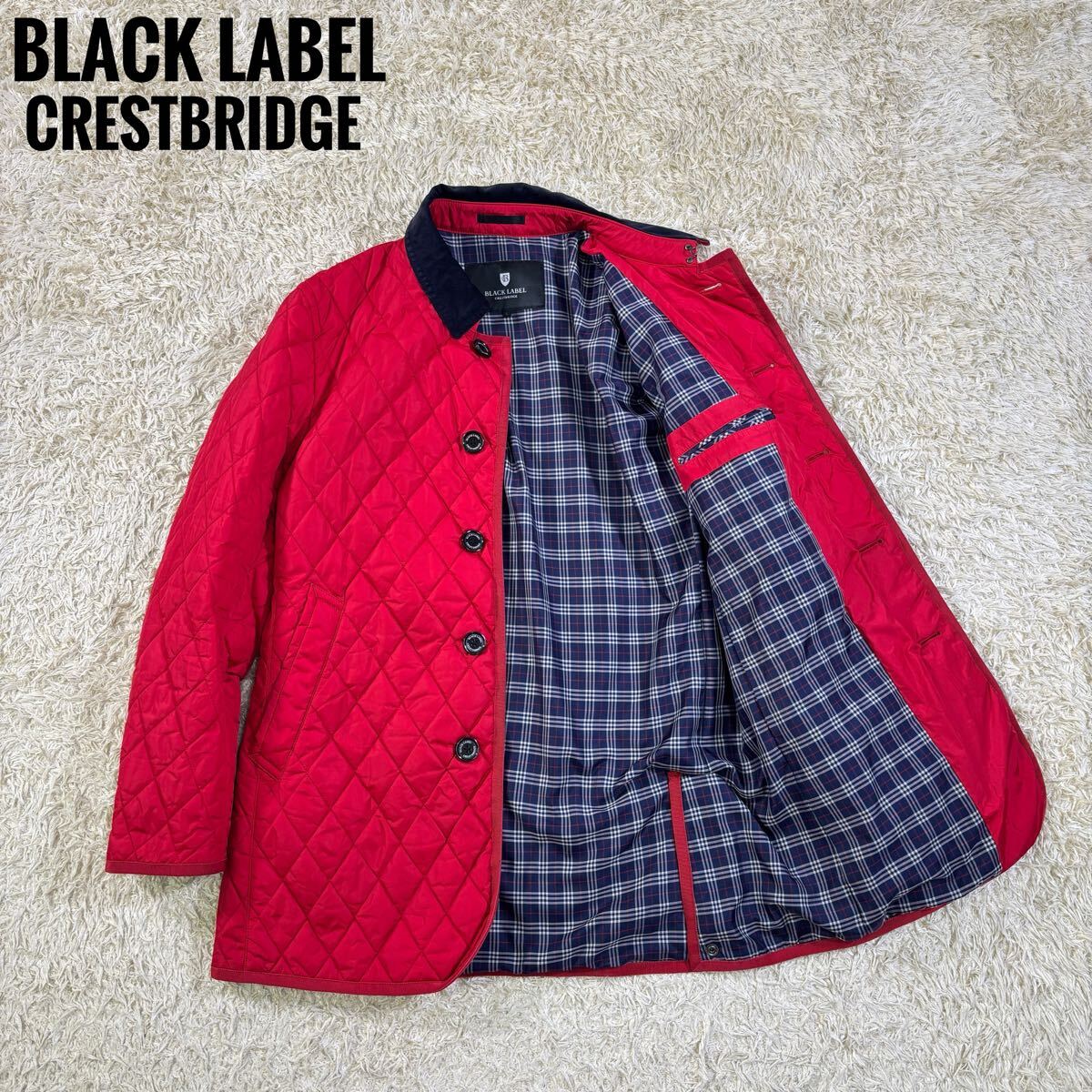 Black Label crestbridge ブラックレーベルクレストブリッジ 【大人のお洒落】チェック柄 キルティング ジャケット アウター 赤 コート拍卖