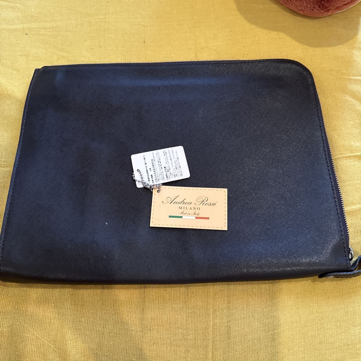 ANDREA ROSSI アンドレアロッシ レザー セカンドバッグ クラッチ L字ファスナー A4収納 ダークブラウン イタリア製 ジッパー持ち手破損拍卖