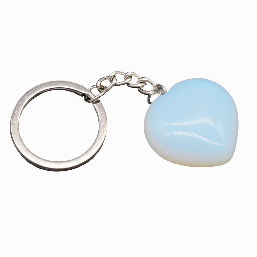 キーホルダー ハート 石 ストーン 薄い 虹色 パール色 アクセサリー 蛋白石拍卖