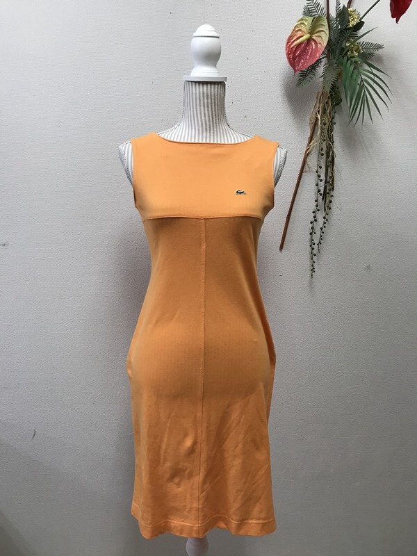 4387 レディース 【LACOSTE】 ワンピース 袖なし サイズ:40 色:オレンジ拍卖