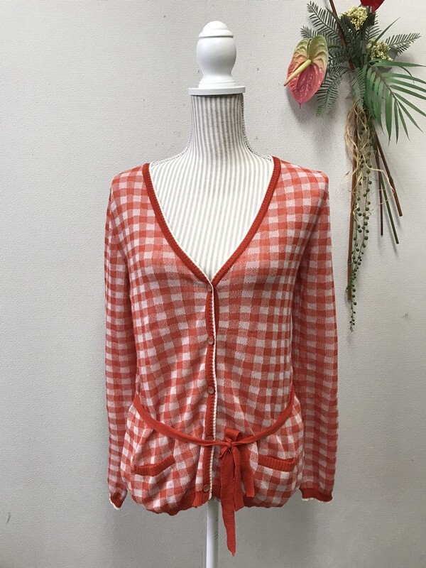 4423 レディース 【Max&Co.】 カーディガン 長袖 サイズ:M 色:レッド柄入り拍卖