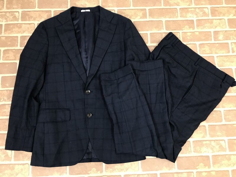 4441 メンズ 【SUIT SELECT】シングルスーツ 2B ダブルベンツ 秋用 後ろパンツポケットボタン無し サイズ: 170-92-76色:ネイビー拍卖