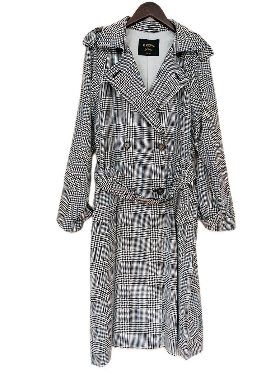 AS KNOW AS(アズノアズ)グレンチェックダブルトレンチコートF(M大相当)美中古 拍卖