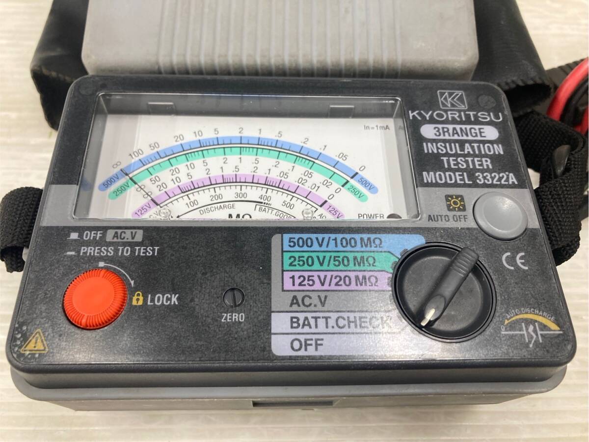 【中古品】【0924】★共立電気計器 (KYORITSU) 3322A キューメグ 3レンジ絶縁抵抗計 ITVPD87SWLO8拍卖