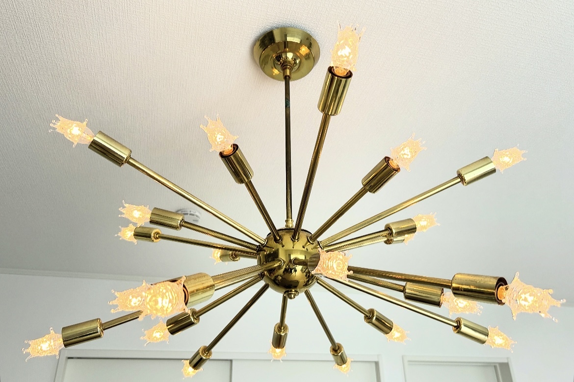 BIGサイズ!! Sputnik 24灯 1950's スプートニク 真鍮 ヴィンテージ ミッドセンチュリー ランプ アンティーク ロカビリー vintage 当時物拍卖
