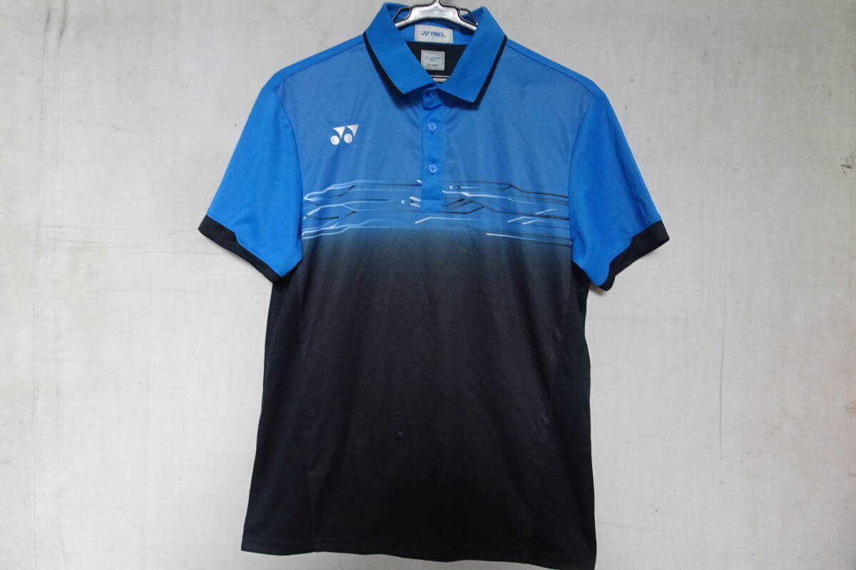 YONEX/ヨネックス/半袖ポロシャツ/ユニフォーム/テニス/速乾性/グラデーションカラー/ロゴししゅう/青/ブルー/黒/ブラック/Lサイズ(8/12R7)拍卖