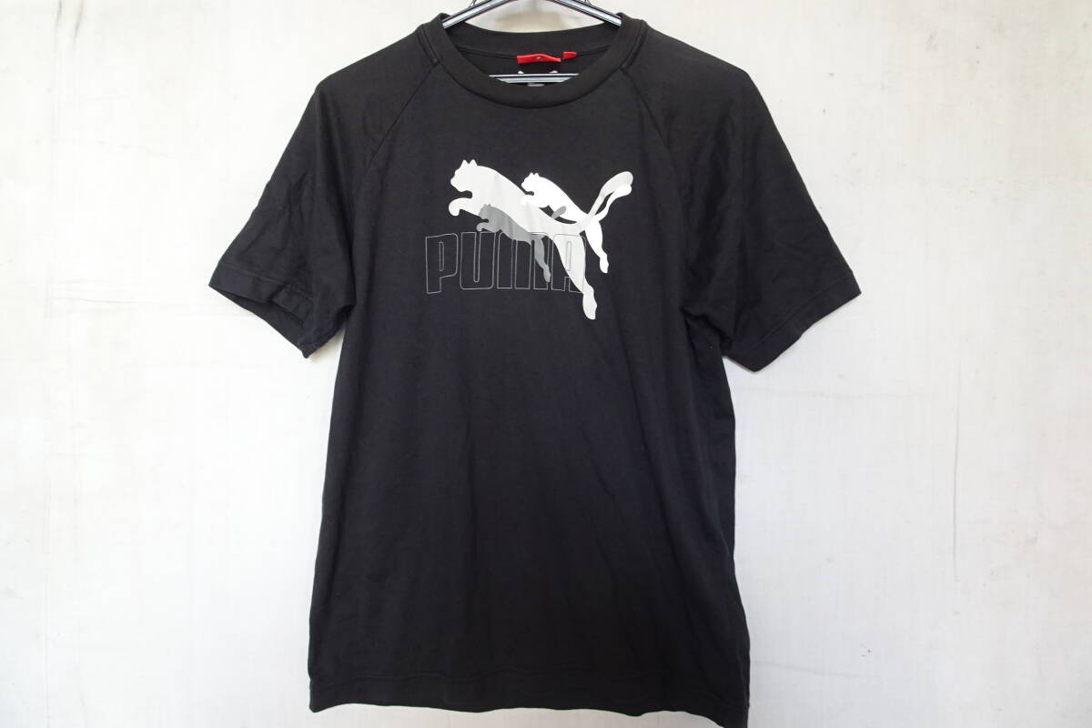 PUMA/プーマ/810487/半袖Tシャツ/クルーネック/フロントロゴプリント/ラグラン袖/ロゴししゅう/黒/ブラック/Mサイズ(8/22R7)拍卖