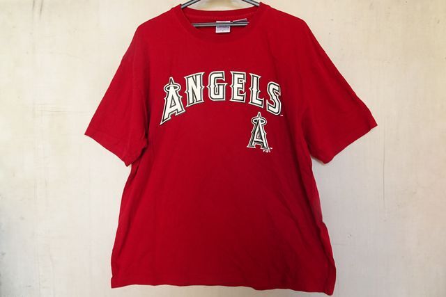 CAITAC FAMILY/半袖Tシャツ/クルーネック/フロントロゴプリント/MLB/メジャーリーグ/ANGELS/赤/レッド/3Lサイズ(8/6R7)拍卖