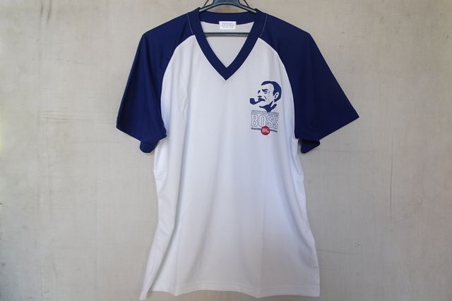 SUNTORY ORIGINAL DESIGN/サントリー/半袖Tシャツ/BOSS COFFE/Vネック/ラグラン袖紺配色/ロゴ/ノベルティ/白/ホワイト(8/21R7)拍卖