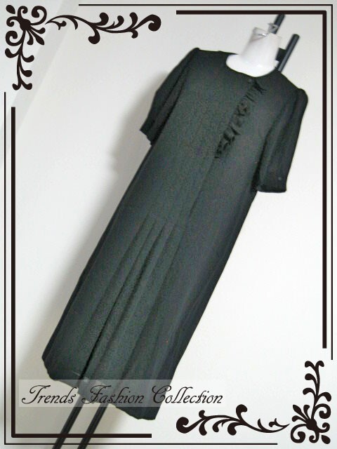 ☆☆Lサイズ相当 フリルモチーフ ブラックフォーマル ワンピース拍卖