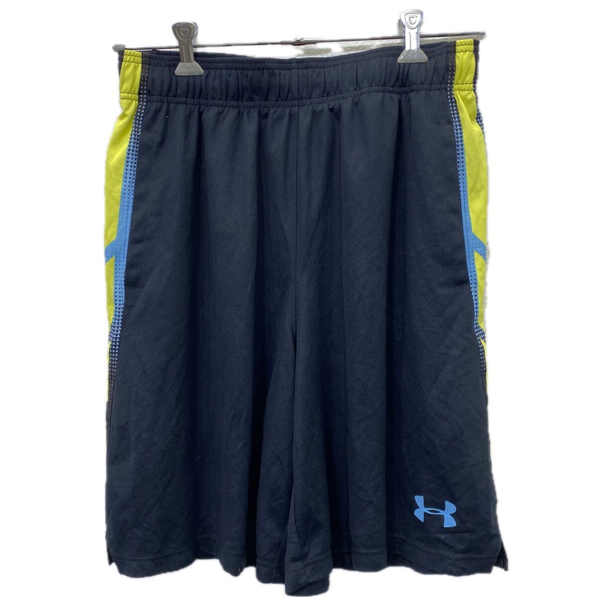 UNDER ARMOUR ジャージ ショートパンツ L ブラック イエロー アンダーアーマー スポーツ ハーフパンツ 古着卸 アメリカ仕入 2508-227拍卖