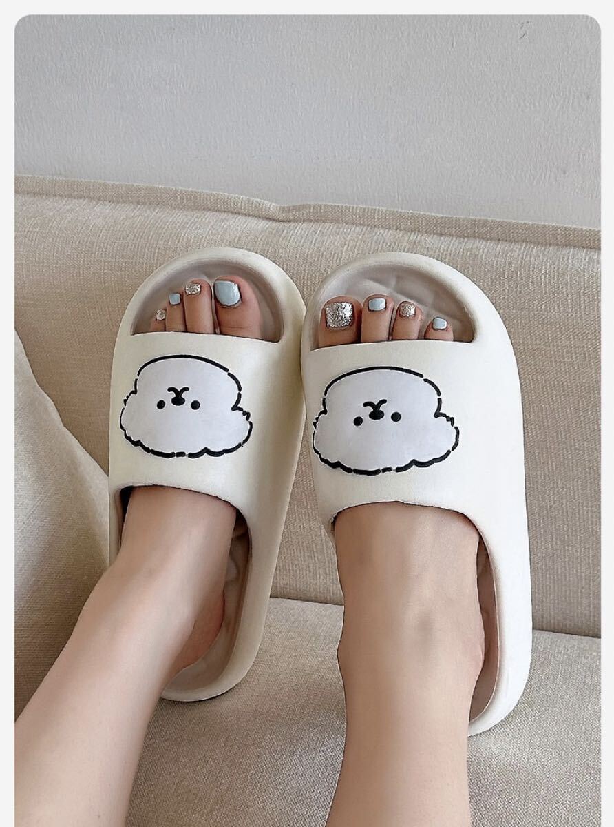 ビションフリーゼ スリッパ 新品未使用 ホワイト 36-37(23.5cm)拍卖