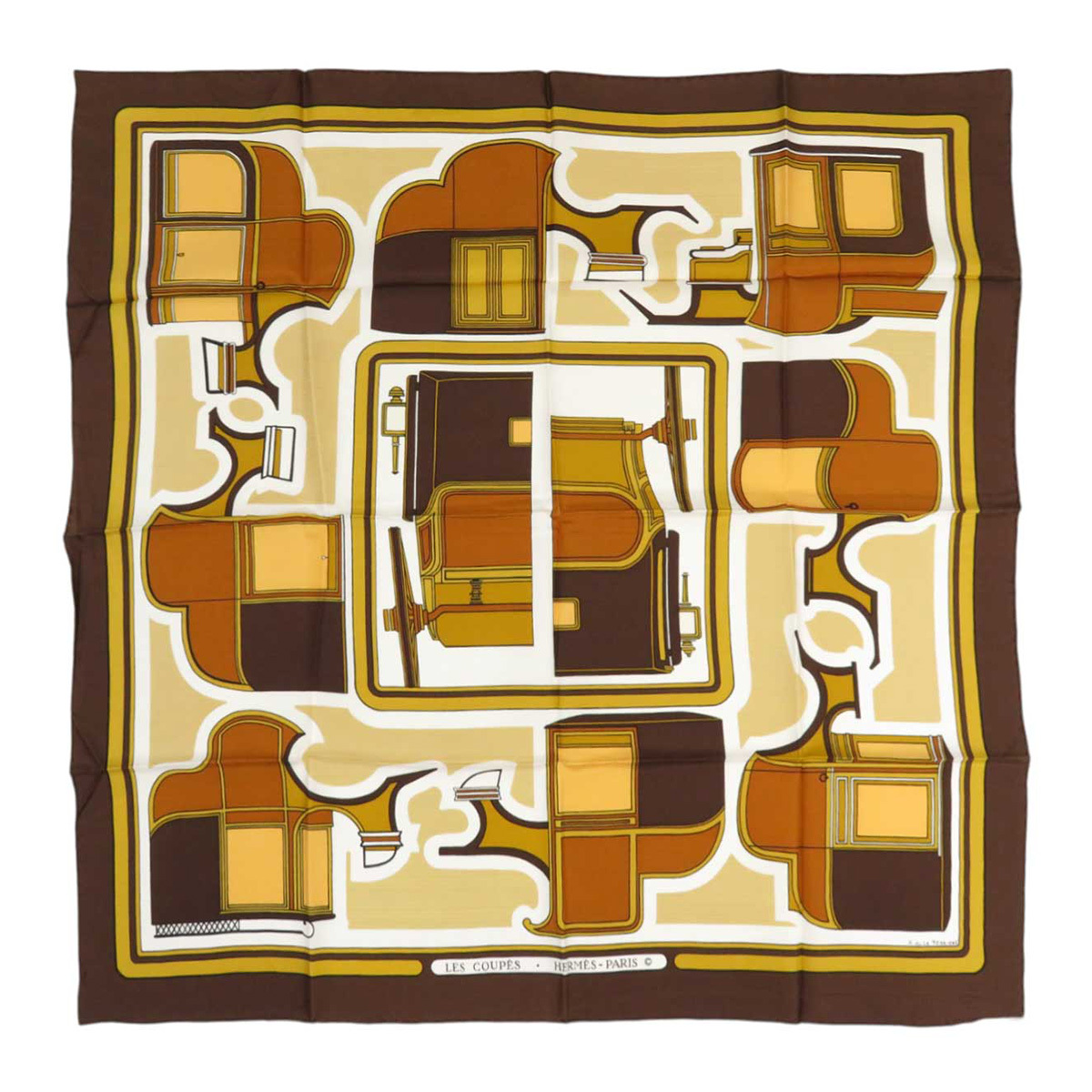 エルメス カレ 90 LES COUPES ユニセックス ブラウン HERMES 中古 【アパレル・小物】拍卖