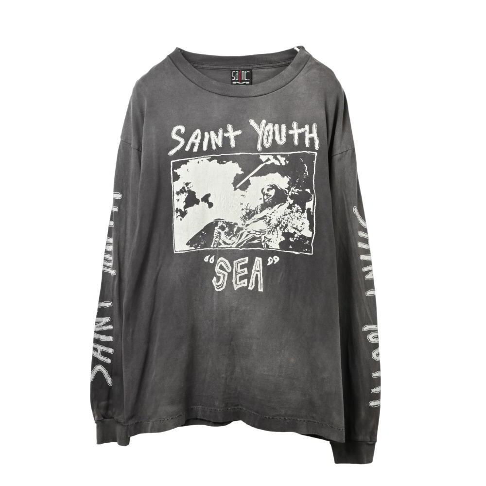 美品 SAINT MICHAEL × WIND AND SEA プリント ロング Tシャツ XL グレー セントマイケル KL4BHBQP83拍卖