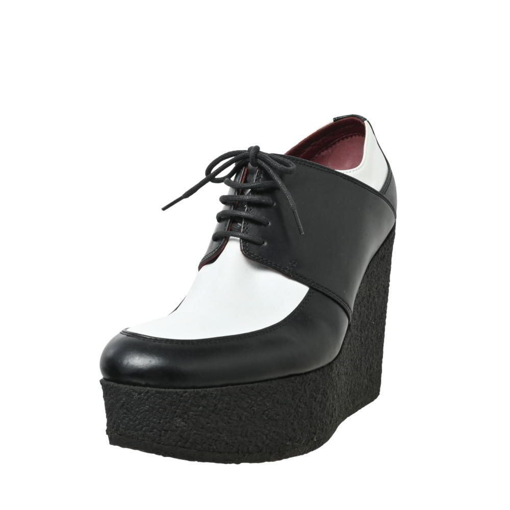 美品 CELINE フィービー期 バイカラー ウェッジソール レザー ブーティ 37.5 ブラック セリーヌ KL4BHSUP83拍卖