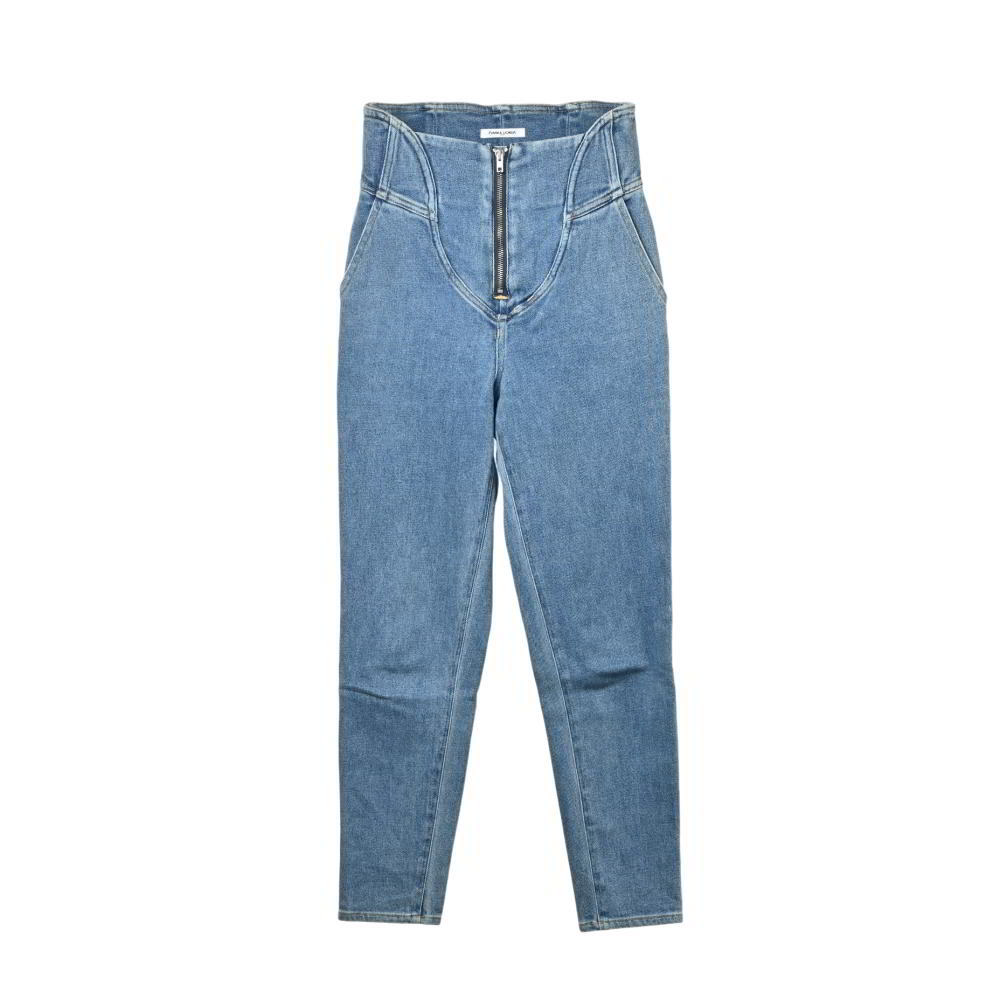 美品 FUMIKA UCHIDA ストレッチ コルセット デニムパンツ 34 ブルー フミカウチダ KL4BHSBH88拍卖