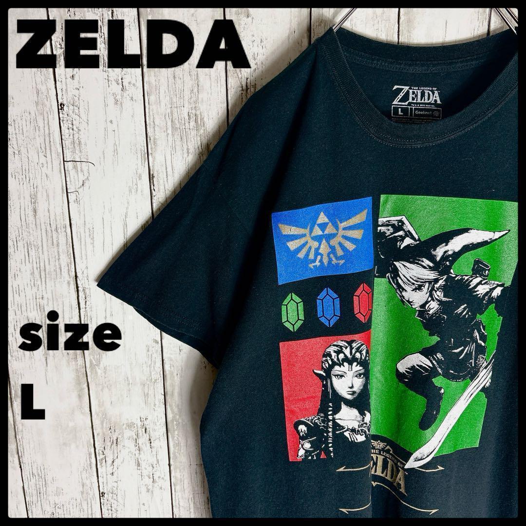 ゼルダの伝説 ゲームtシャツ 【ZELDA】L オフィシャル公式 ブラック 古着拍卖