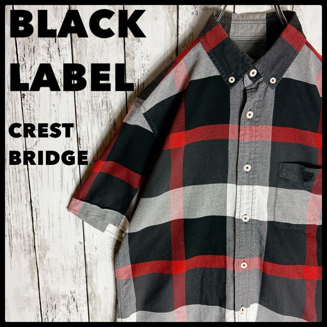 クレストブリッジ ブラックレーベル チェック 半袖シャツ 刺繍ロゴ ブラック拍卖