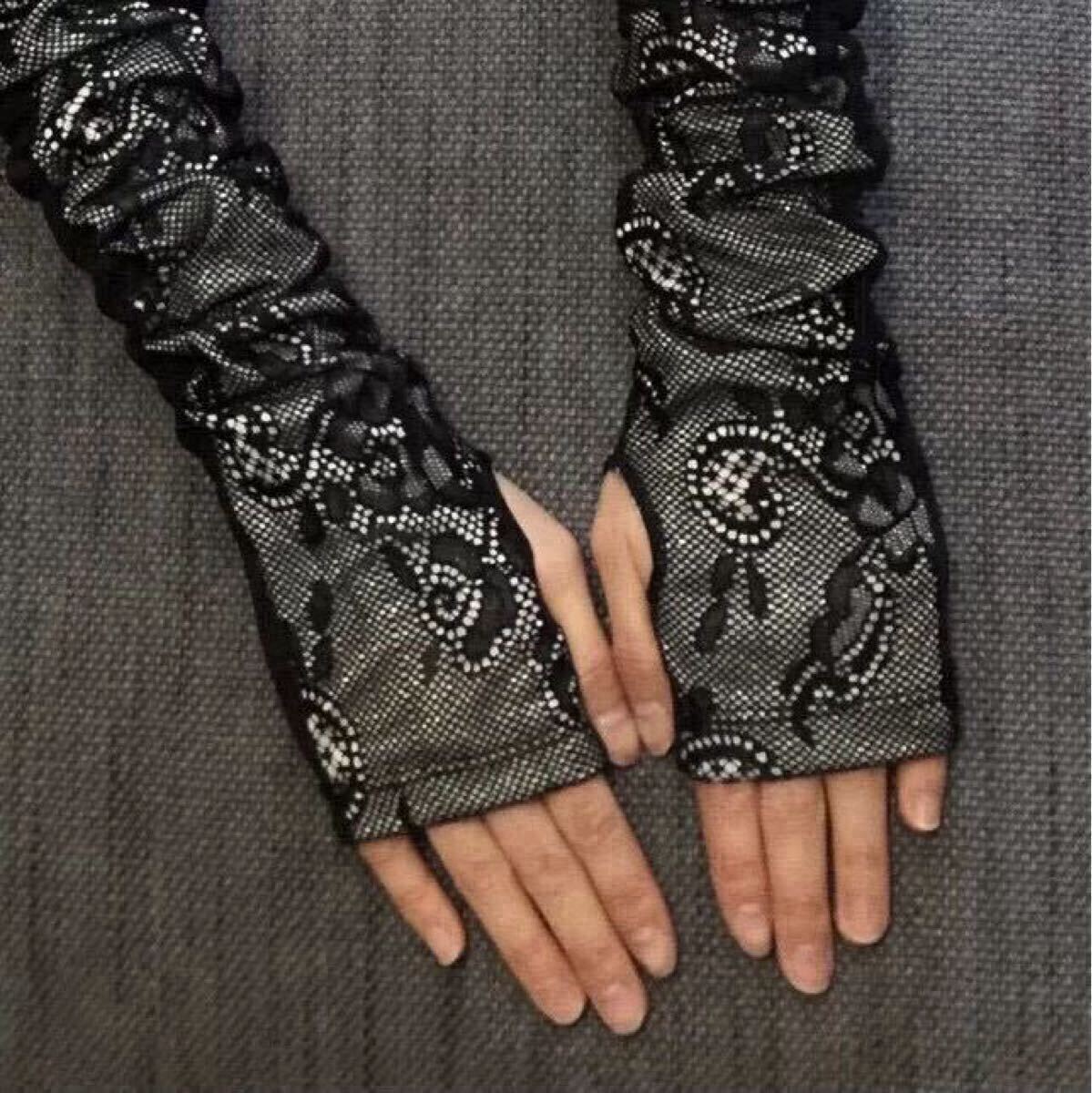 新品◆アームカバー◆レース UVケア 60cm 日焼け SALE レディース拍卖