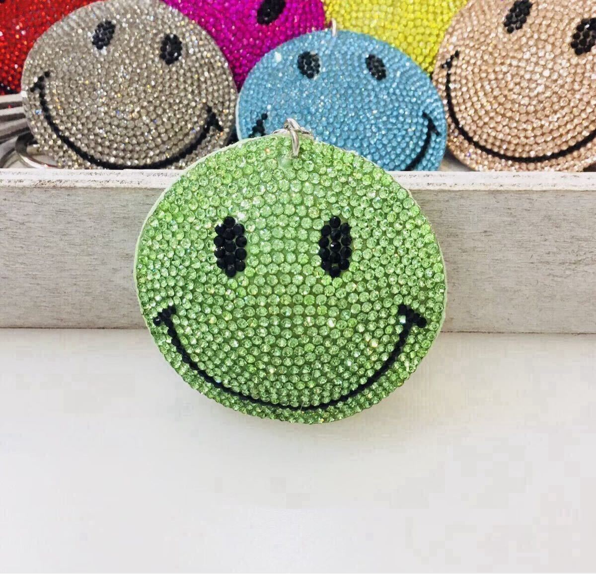 大特価 SALE 新品 レディース メンズ バッグ チャーム キーホルダー 可愛い にこちゃん ニコちゃん スマイル グリーン拍卖