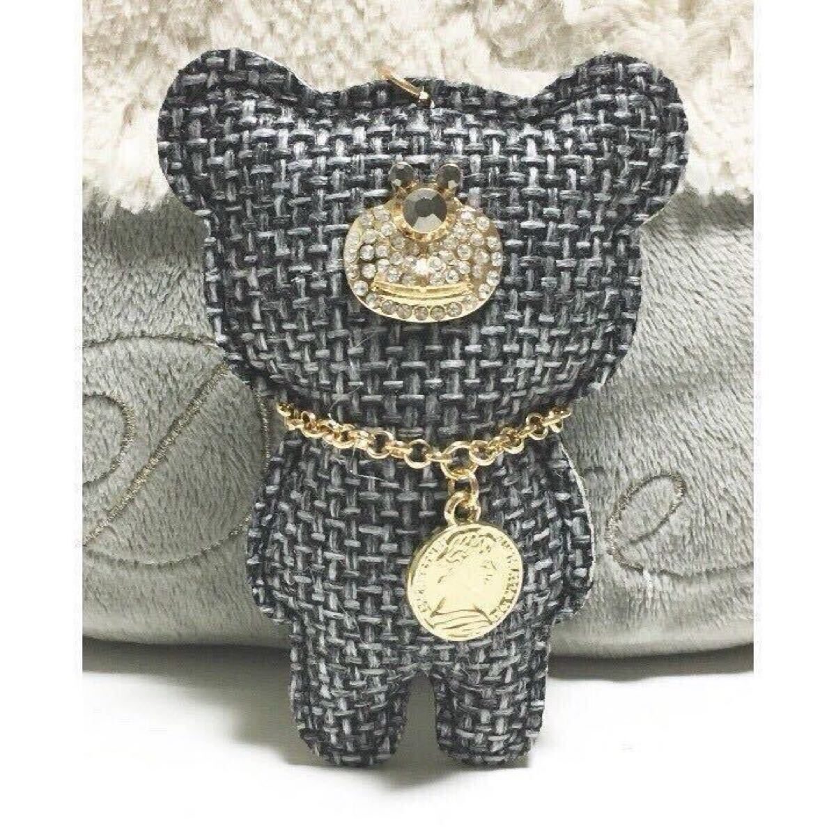 新品/可愛い/くまさん/バッグチャーム/キーリング付き/キーホルダー/レディース バッグ 可愛い グレー拍卖