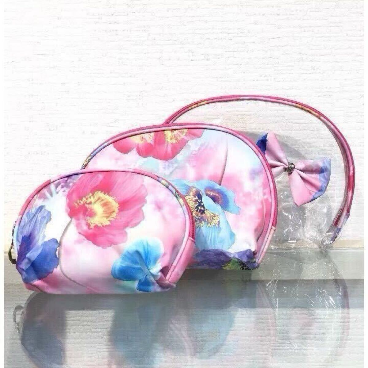 新品 可愛い 3点セット 化粧 コスメ ポーチ 可愛い レディース 可愛い ピンク拍卖