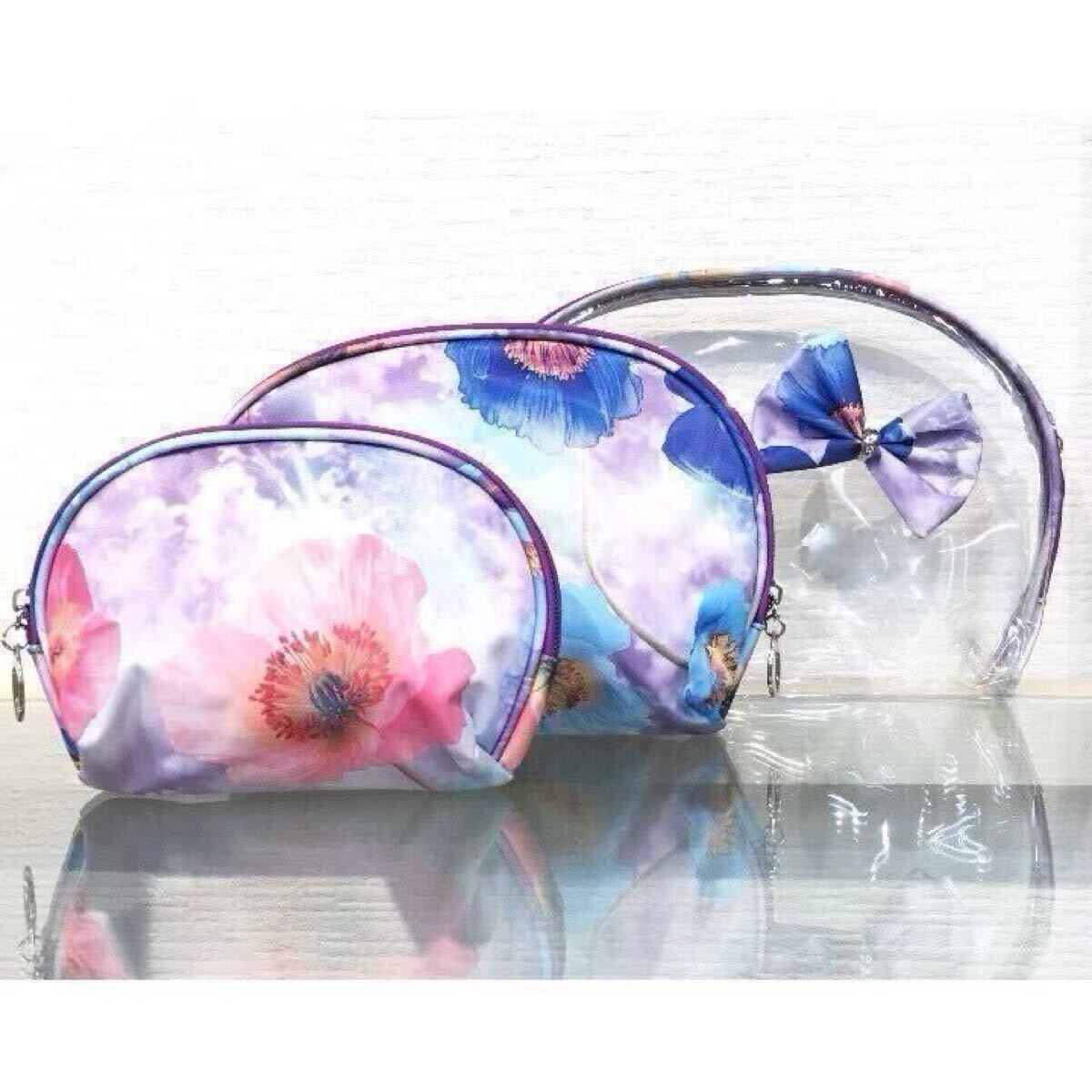 新品 可愛い 3点セット 化粧 コスメ ポーチ 可愛い レディース 可愛い パープル拍卖