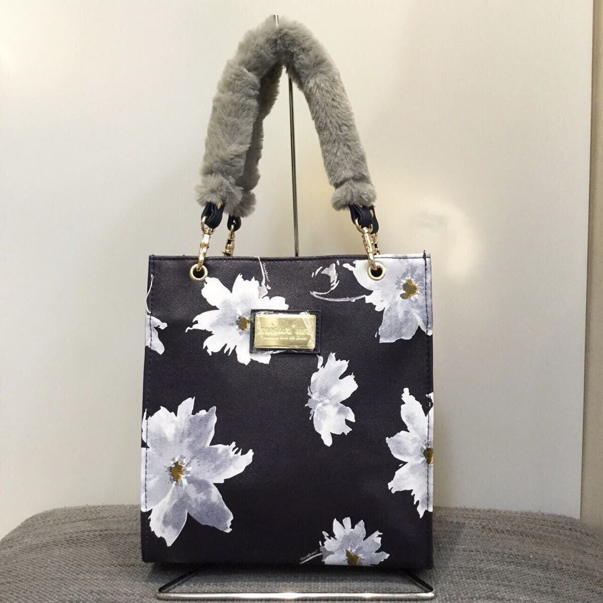 【特価SALE】バッグ レディース 綺麗 人気 バッグ ファー ふわふわ ネイビー拍卖