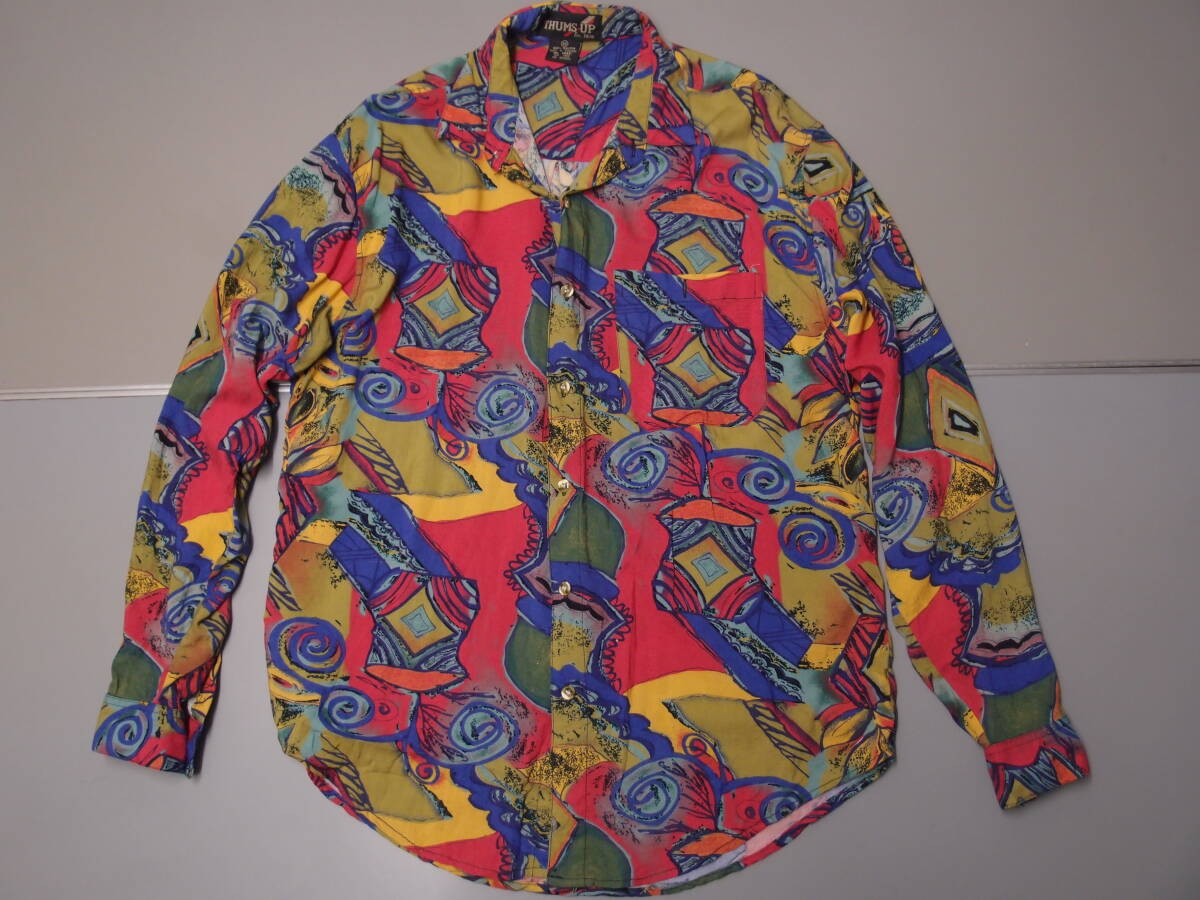 ◆古着卸USA■THUMS UP☆柄シャツ★★★M アメリカ直輸入 SALE お見逃しなく!拍卖