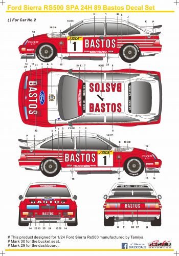 SKdecal SK024062 Ford Sierra RS500 Spa 24H 1989 Bastos Racing Team拍卖