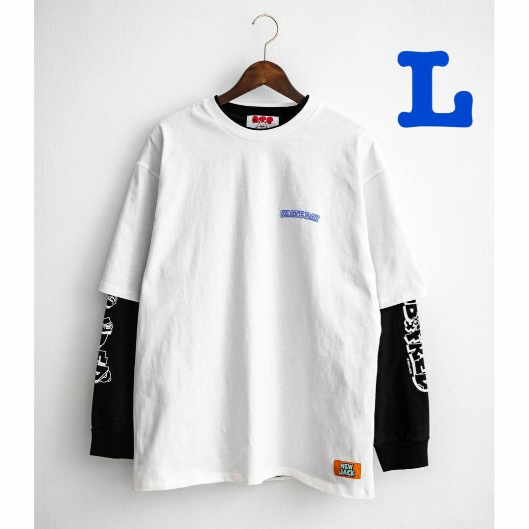 新品 NEW JACKオーバーサイズ Tシャツ 長袖 半袖 2枚 ホワイト系 L拍卖