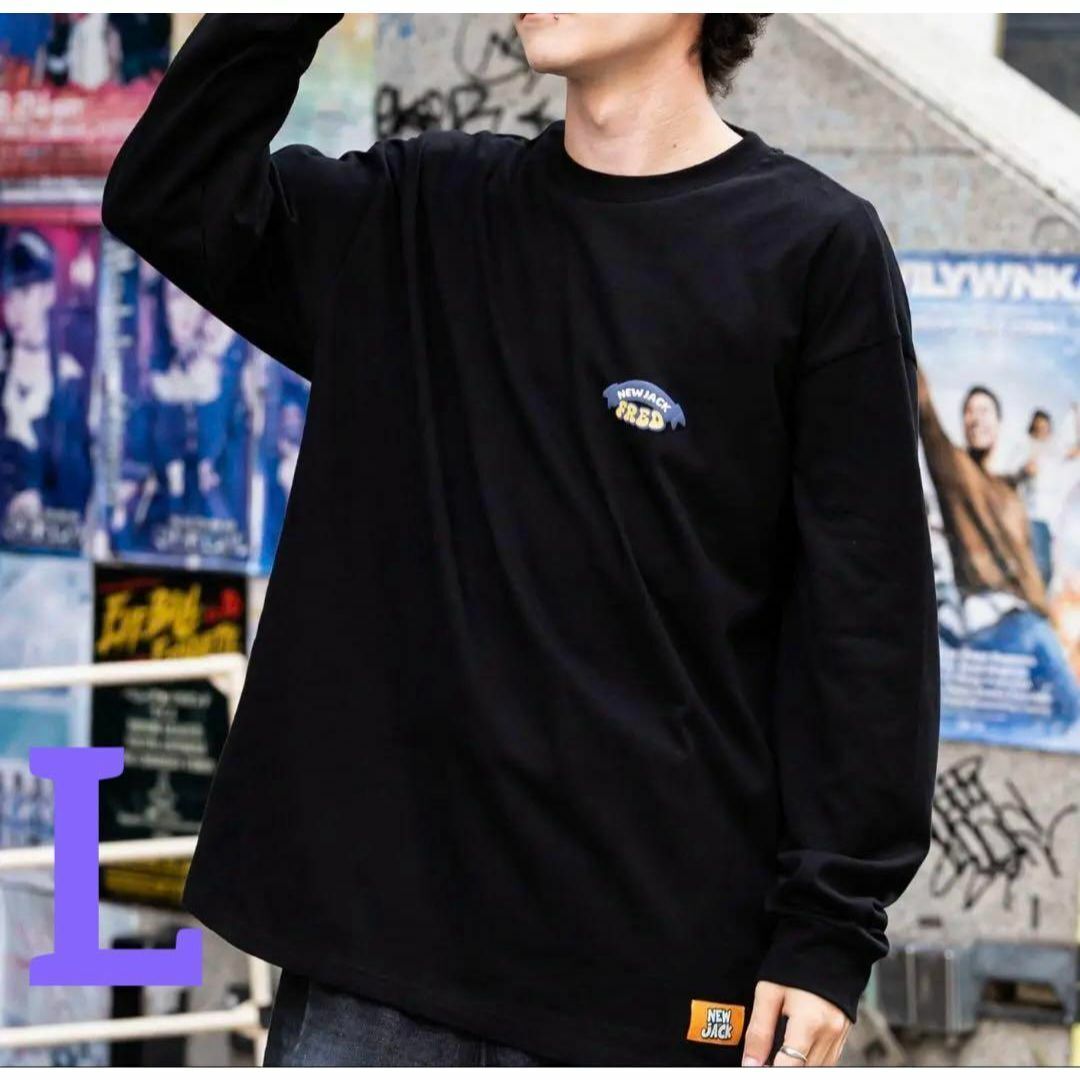 新品 NEW JACKニュージャック オーバーサイズ長袖Tシャツ ブラック L拍卖